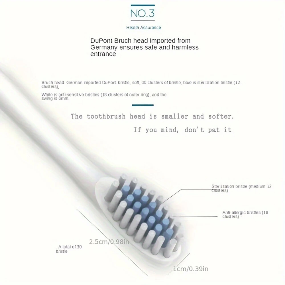 (image for) Ultrasonic Electric Toothbrush USB Charging Toothbrush for Adults Children Soft Bristles Portable Waterproof Brush Kit with 4 Brush Heads
